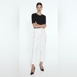 Zara white high waist pants blogger fav